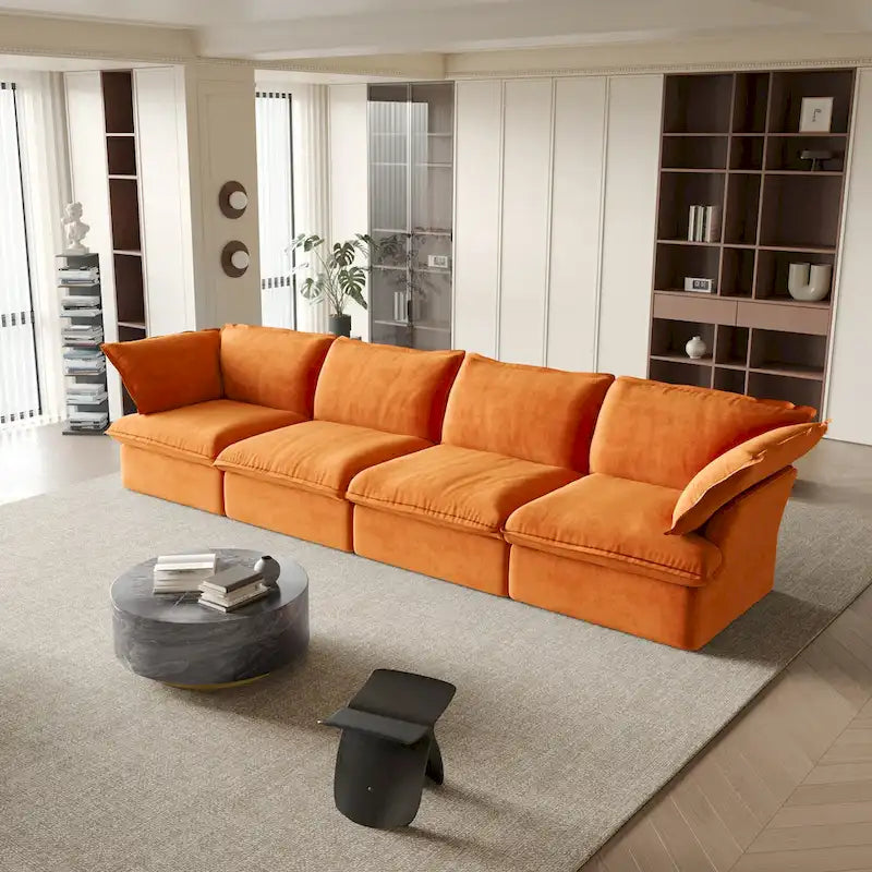 Modular Velvet Sofa – 3 or 4 Seat, Removable Covers, Pine Wood Frame