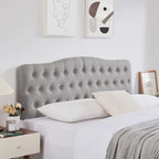Linen Upholstered Headboard with Adjustable Height – Diamond Tufted, 38.5–51.2 in Height Range