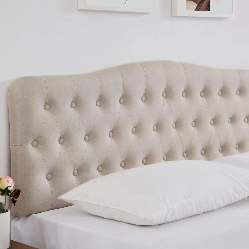 Linen Upholstered Headboard with Adjustable Height – Diamond Tufted, 38.5–51.2 in Height Range