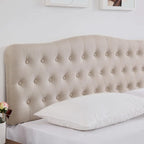 Linen Upholstered Headboard with Adjustable Height – Diamond Tufted, 38.5–51.2 in Height Range
