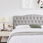 Linen Upholstered Headboard with Adjustable Height – Diamond Tufted, 38.5–51.2 in Height Range