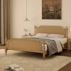 Rattan Platform Bed Frame with Headboard & Footboard – No Box Spring Needed, Queen or King