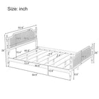 Rattan Platform Bed Frame with Headboard & Footboard – No Box Spring Needed, Queen or King