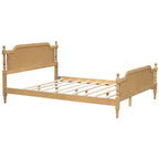 Rattan Platform Bed Frame with Headboard & Footboard – No Box Spring Needed, Queen or King