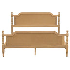 Rattan Platform Bed Frame with Headboard & Footboard – No Box Spring Needed, Queen or King