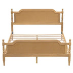 Rattan Platform Bed Frame with Headboard & Footboard – No Box Spring Needed, Queen or King