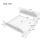 Rattan Platform Bed Frame with Headboard & Footboard – No Box Spring Needed, Queen or King