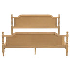 Rattan Platform Bed Frame with Headboard & Footboard – No Box Spring Needed, Queen or King
