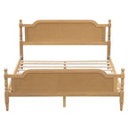 Rattan Platform Bed Frame with Headboard & Footboard – No Box Spring Needed, Queen or King