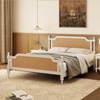 Rattan Platform Bed Frame with Headboard & Footboard – No Box Spring Needed, Queen or King