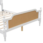 Rattan Platform Bed Frame with Headboard & Footboard – No Box Spring Needed, Queen or King