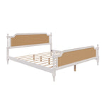 Rattan Platform Bed Frame with Headboard & Footboard – No Box Spring Needed, Queen or King