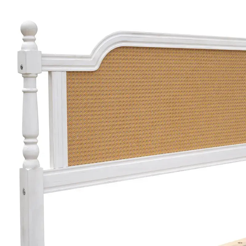 Rattan Platform Bed Frame with Headboard & Footboard – No Box Spring Needed, Queen or King