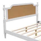 Rattan Platform Bed Frame with Headboard & Footboard – No Box Spring Needed, Queen or King