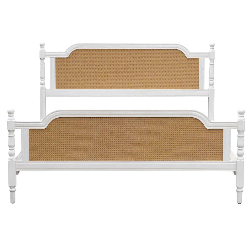Rattan Platform Bed Frame with Headboard & Footboard – No Box Spring Needed, Queen or King