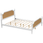 Rattan Platform Bed Frame with Headboard & Footboard – No Box Spring Needed, Queen or King