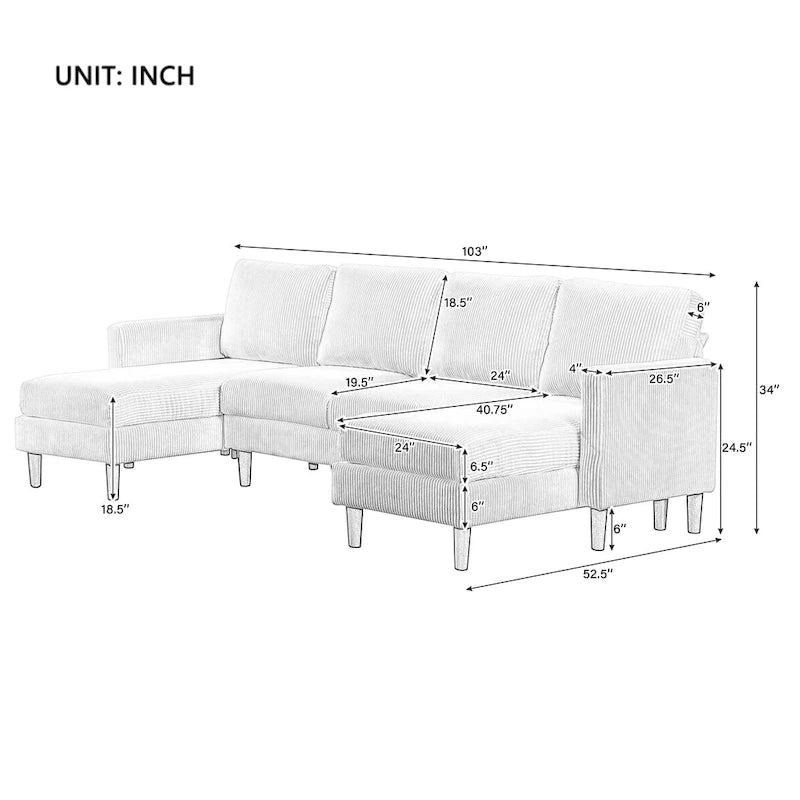 U-Shaped Cushion Modular Sofa for Living Rooms and Spacious Spaces