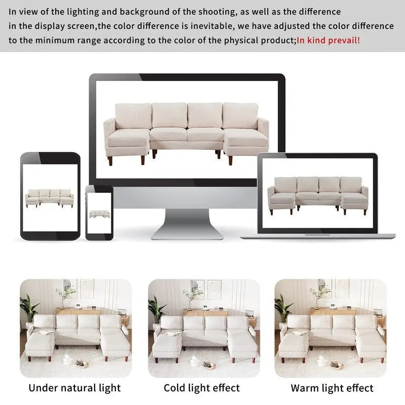 U-Shaped Cushion Modular Sofa for Living Rooms and Spacious Spaces