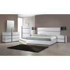 High Gloss Two-Tone White & Grey Platform Bed Frame – Queen or King, MDF & Plywood