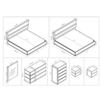 High Gloss Two-Tone White & Grey Platform Bed Frame – Queen or King, MDF & Plywood
