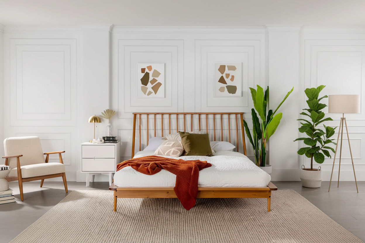 Mid-Century Spindle Bed Hero Banner